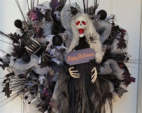 Zombie Mesh Wreath Halloween Mesh Wreath Scary Wreath Etsy In 2021