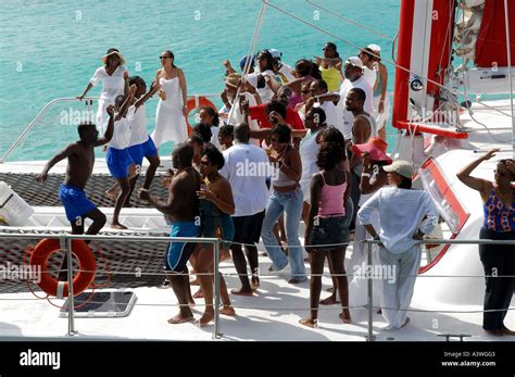 Party On Catamaran At Montego Bay Jamaica Stock Photo Alamy