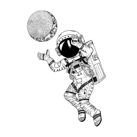 Premium Vector Astronaut Spaceman With Moon Astronomical Galaxy Space
