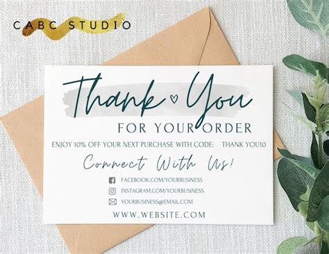Small Shop Thank You Card Editable Postcard For Business Etsy