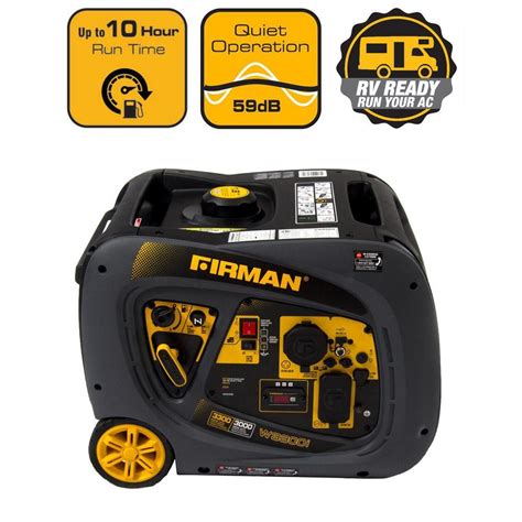 Power is supplied by our max pro series 171cc firman engine which runs cool and efficient thanks to its phoenix fat head block. Firman 3300/3000 Watt Recoil Start Inverter Portable ...