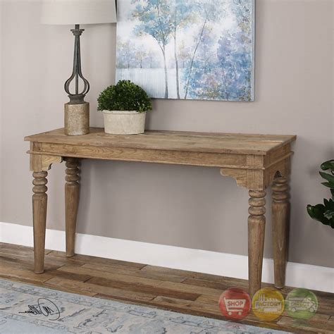 Create your own focus with reclaimed wood from elmwood reclaimed timber. Khristian Reclaimed Elm Wood Console Table With Natural Finish And Turned Legs