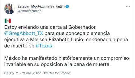 エステバン・モクテスマは、テキサスで死刑判決を受けた最初のラティーナ、メリッサ・ルシオに恩赦を求めた infobae