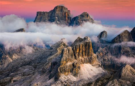 Wallpaper Clouds Mountains Italy Cortina Dampezzo Monte Pelmo