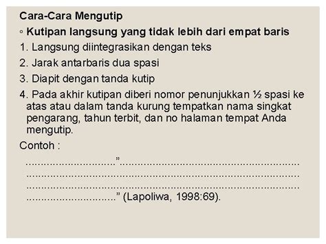 Contoh Kutipan Langsung Lebih Dari 3 Baris - Silabus Paud