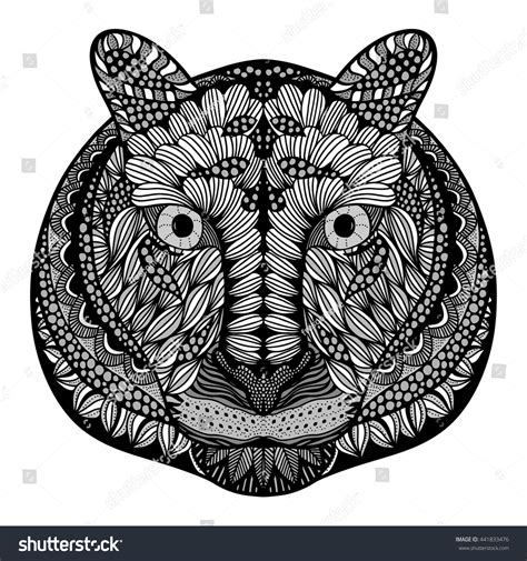 Tiger Head Adult Antistress Coloring Page Stock Vector 441833476