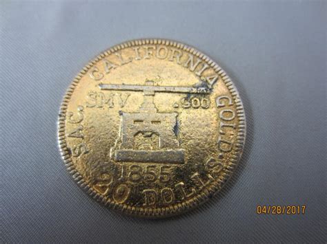 The 1856 coin, smaller in size, shows 1/4 and calif. 1855 California Gold Coin - For Sale Classifieds