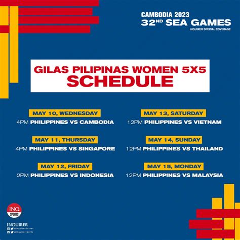 Schedule Gilas Pilipinas At Sea Games 2023 5x5 Basketball Verve Times