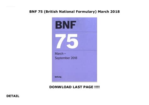Bnf 75 British National Formulary March 2018