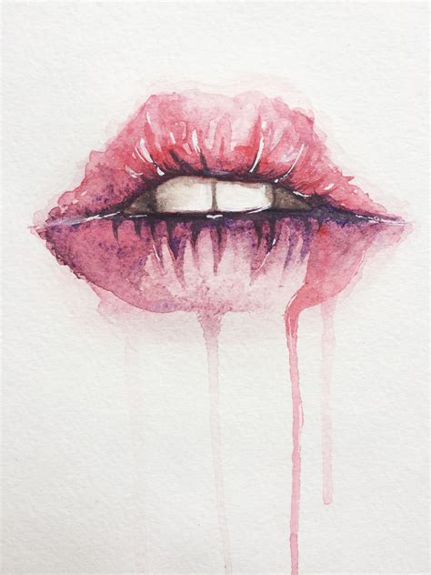 Watercolor Lips Lips Painting Painting And Drawing Canvas Painting