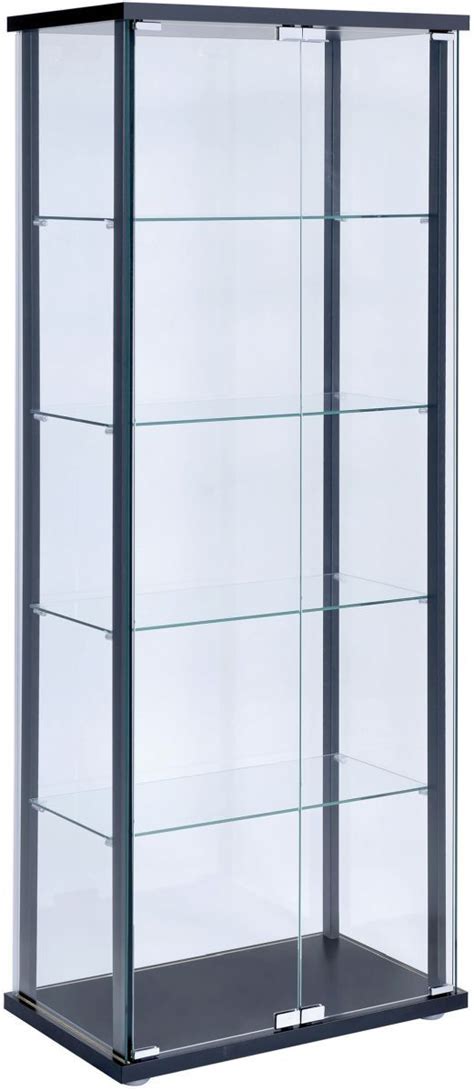Coaster® Delphinium Black Clear 5 Shelf Glass Curio Cabinet Fischer