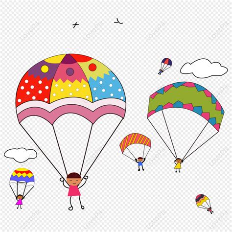 Hand Drawn Colorful Cartoon Parachute Png White Transparent And Clipart