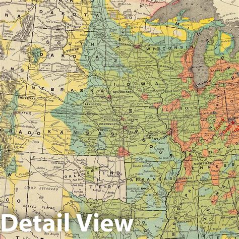 Historic Map 1897 United States Population Density 1890 Vintage W