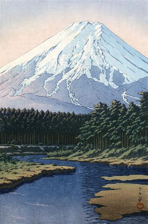 Japanese Art Print Mt Fuji Seen From Oshino By Etsy Japanese