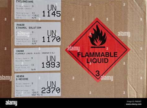 A Flammable Liquid Hazchem Warning Label Multiple UN ID