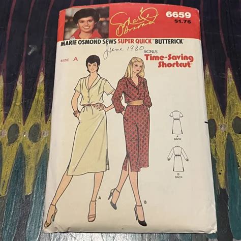 vintage 1980s butterick 6659 marie osmond dress sewing pattern 8 10 12 uncut 7 00 picclick