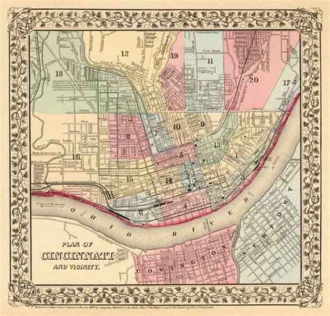 Restored Vintage Maps Old Map Of Cincinnati Author Sa