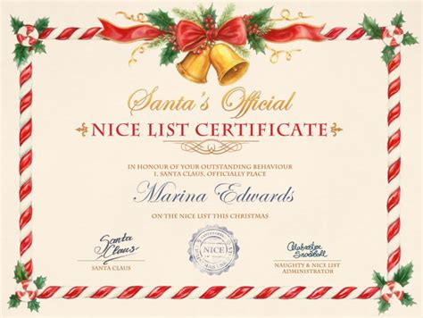 Nice List Certificate Template Free Printable Santas Nice List