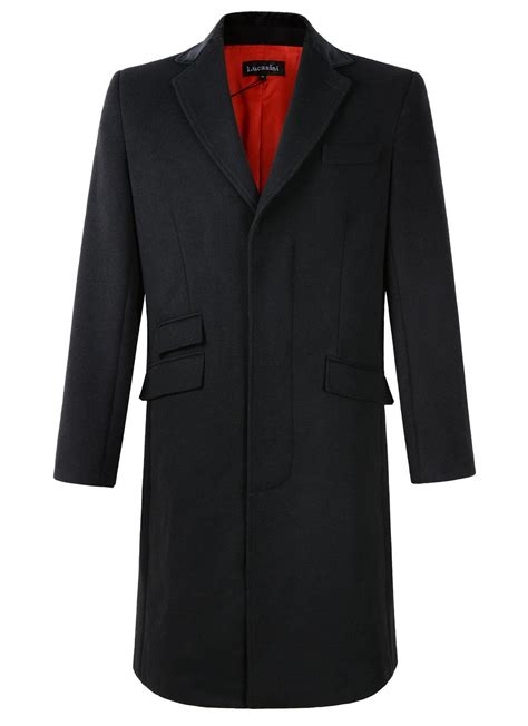 Mens Black Wool Long Covert Overcoat Warm Winter Mod Cromby Etsy