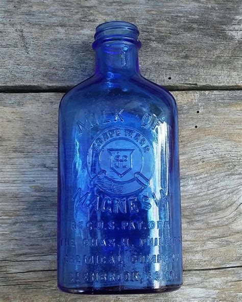 Vintage Collectible Glass Milk Of Magnesia Cobalt Blue Etsy Blue Glass Bottles Glass