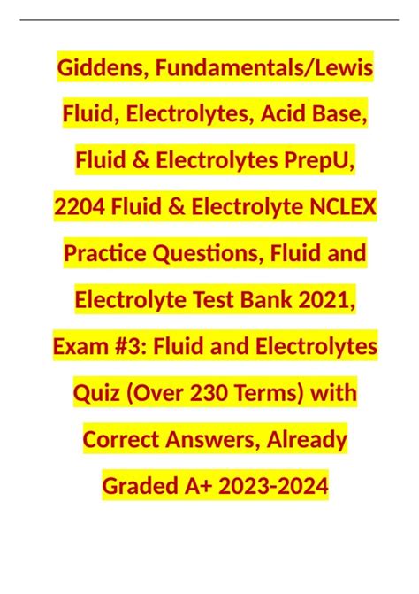 Giddens, Fundamentals/Lewis Fluid, Electrolytes, Acid Base, Fluid