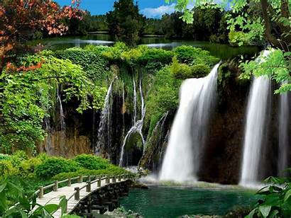 Terjun Gambar Waterfall Garden 1freewallpapers Taman Desktop