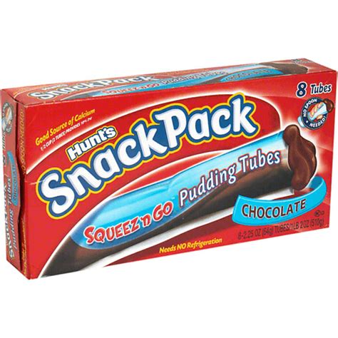 Hunts Snack Pack Squeez N Go Pudding Tubes Chocolate Jello