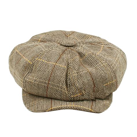 New Tweed Herringbone Gatsby Cap Hat Mens Ladies Flat 8 Panel Baker Boy