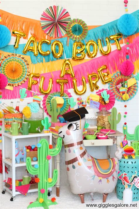 This year i decided to combine one of my favorite party themes with this special a taco bar is an easy way to entertain a large crowd and i'm going to show you 6 easy tips to create your own fiesta themed graduation party. 6 Tips for a Fiesta Themed Graduation Party - Giggles Galore