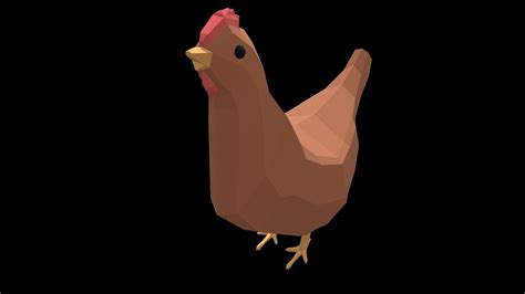 Low Poly Style Chicken Flat Coloured Download Free 3d Model By