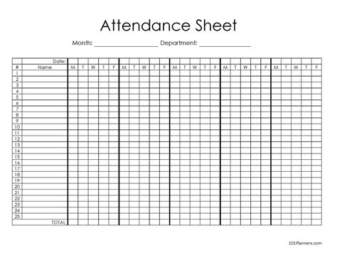 Attendance Sheet Word Template
