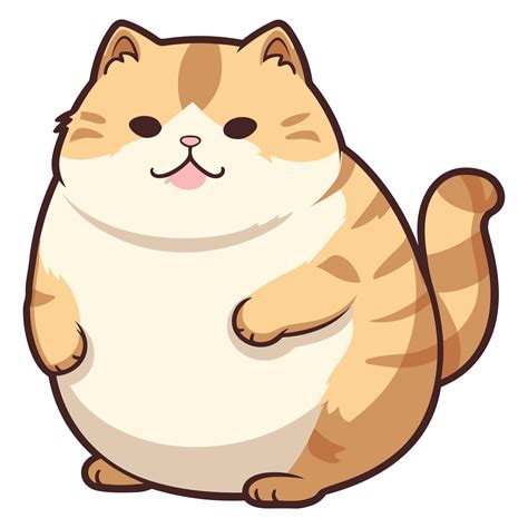 Cute Fat Cat Sticker Design Funny Crazy Cartoon Illustration 26721591 Png