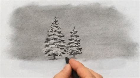 How To Draw Winter Trees With Vine Charcoal Youtube