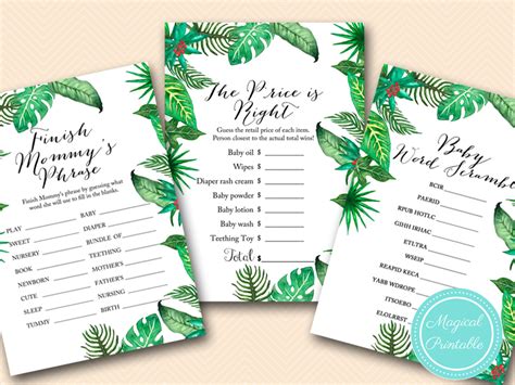 Luau Tropical Baby Shower Games  Magical Printable