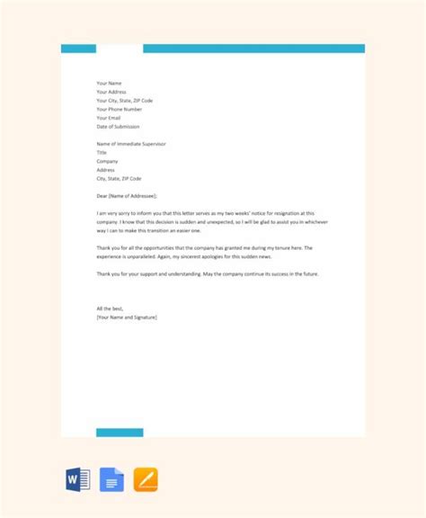 FREE 11 Resignation Letters No Notice Templates In PDF MS Word