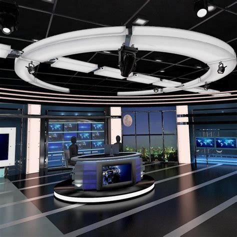 3d Tv Virtual Stage News Room Studio 027 Model C4d Obj 3ds Fbx