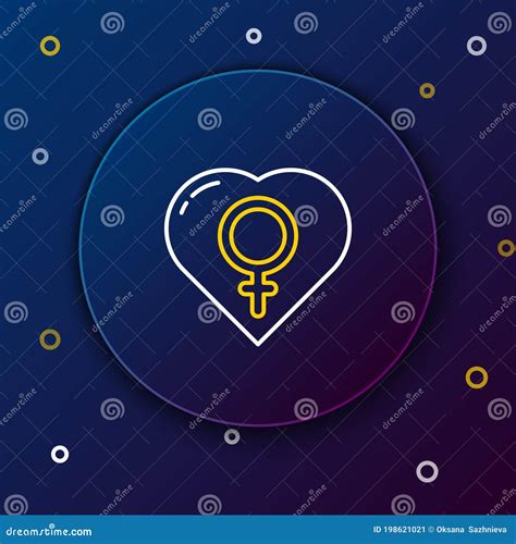 Line Female Gender In Heart Icon Isolated On Blue Background Venus Symbol Stock Vector