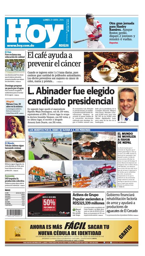 Periódico Lunes 27 De Abril De 2015 By Periodico Hoy Issuu