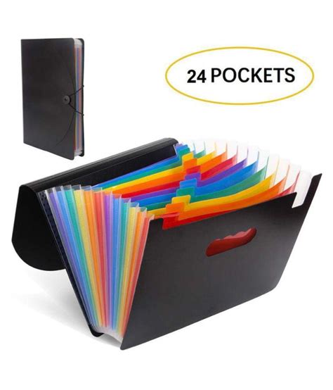 Techtest Pocket Expanding File Folder Large Plastic Rainbow Expandable File Organizer Self