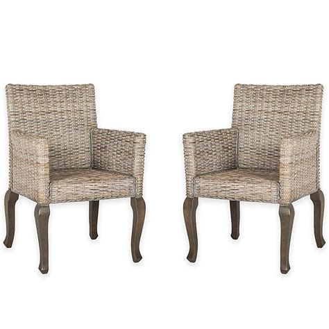 New safavieh dark brown rattan freemont bar stool marries a contemporary seat back and a base with the bentwood curves of european bistro chairs. Safavieh Armando Wicker Dining Chair In White Washed ...