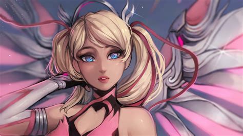 X Pink Mercy Overwatch Artwork X Resolution Hd K Wallpapers Images Backgrounds