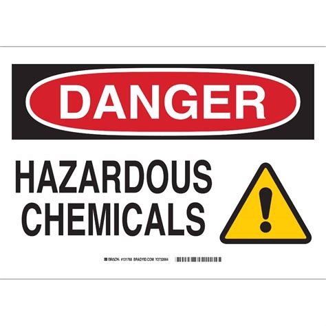 Brady Part 131768 Danger Hazardous Chemicals Sign