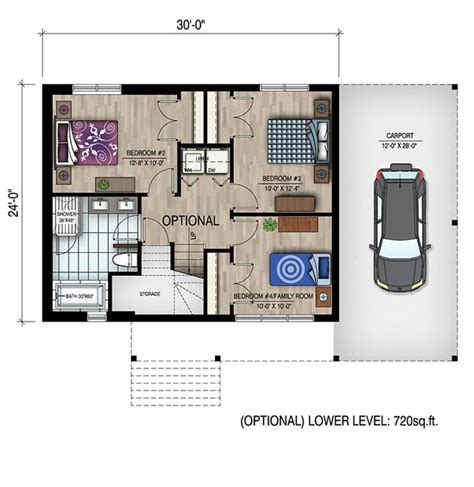 720 Sq Ft Small Contemporary House Plan 1 Bedroom 1 Bath