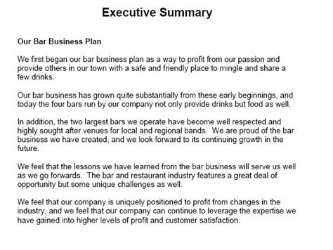 For example, your summary will include financial considerations and a competitor analysis. Executive Summary Sample