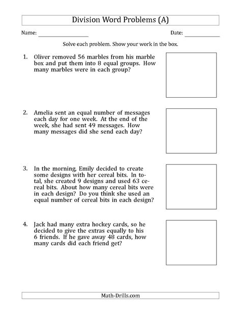 Word problems based on basic division word problems are the best ways to connect mathematics to day to day life but… by mathworksheets. The Division Word Problems with Division Facts from 5 to ...
