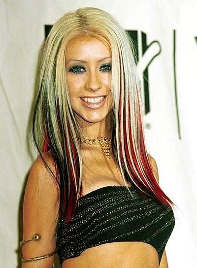Christina Aguilera Blonde Red Black Hair Black Hair With Blue