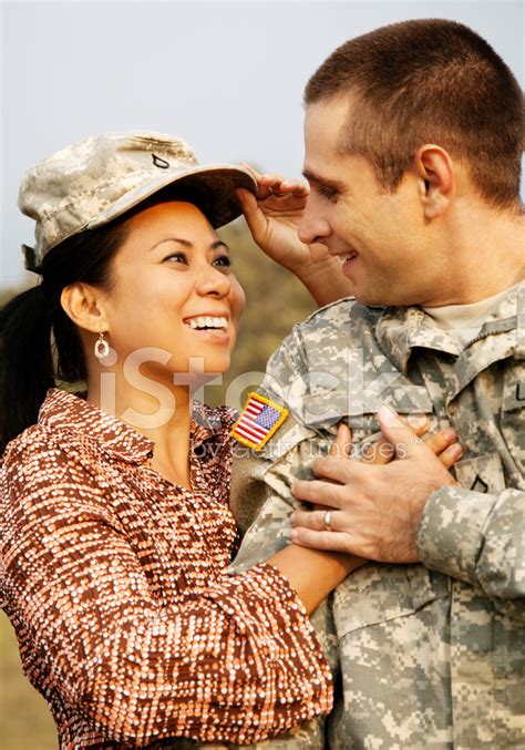 Portrait Of Us Army Soldier And Wife Stock Photos
