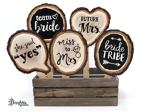 Find rustic inspiration for your wedding dress, wedding flowers, wedding location and much more, all on rustic wedding chic. Bachelorette Party Photo Booth Props - 8 Printable Hand Painted Wood Slice Signs - Rustic ...