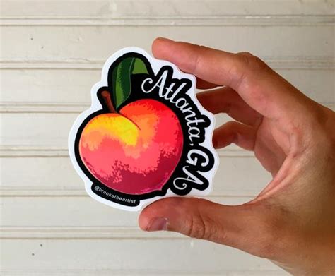 Atlanta Ga Peach Sticker 2 75x3 Etsy