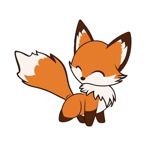 Premium Vector Cute Cartoon Fox Fox With A Fluffy Tail Smiles With